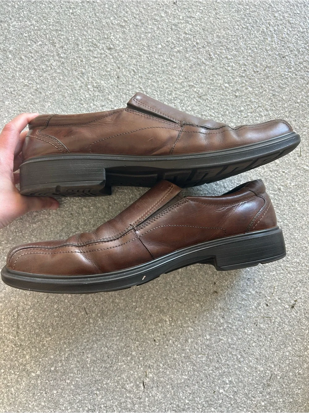 ECCO Men's Helsinki Brown Slip-On Leather Dress Shoes EU 46 / US 12-12.5